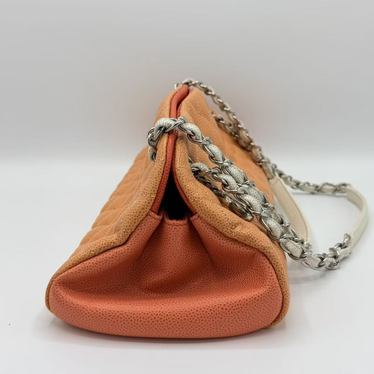 CC Logo Charm Caviar Tri-Colour Shoulder Bag