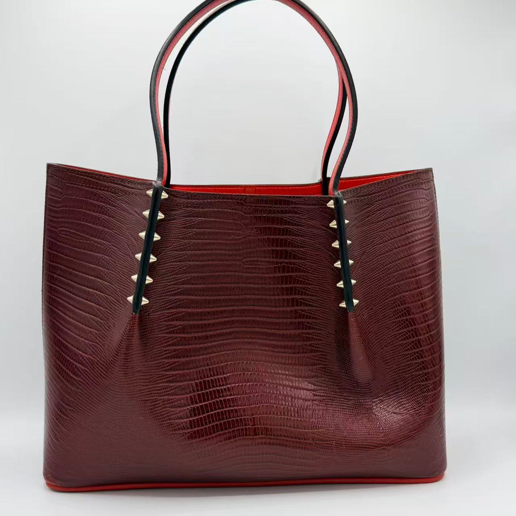 Large Cabarock Croc Embossed Leather Tote Brown