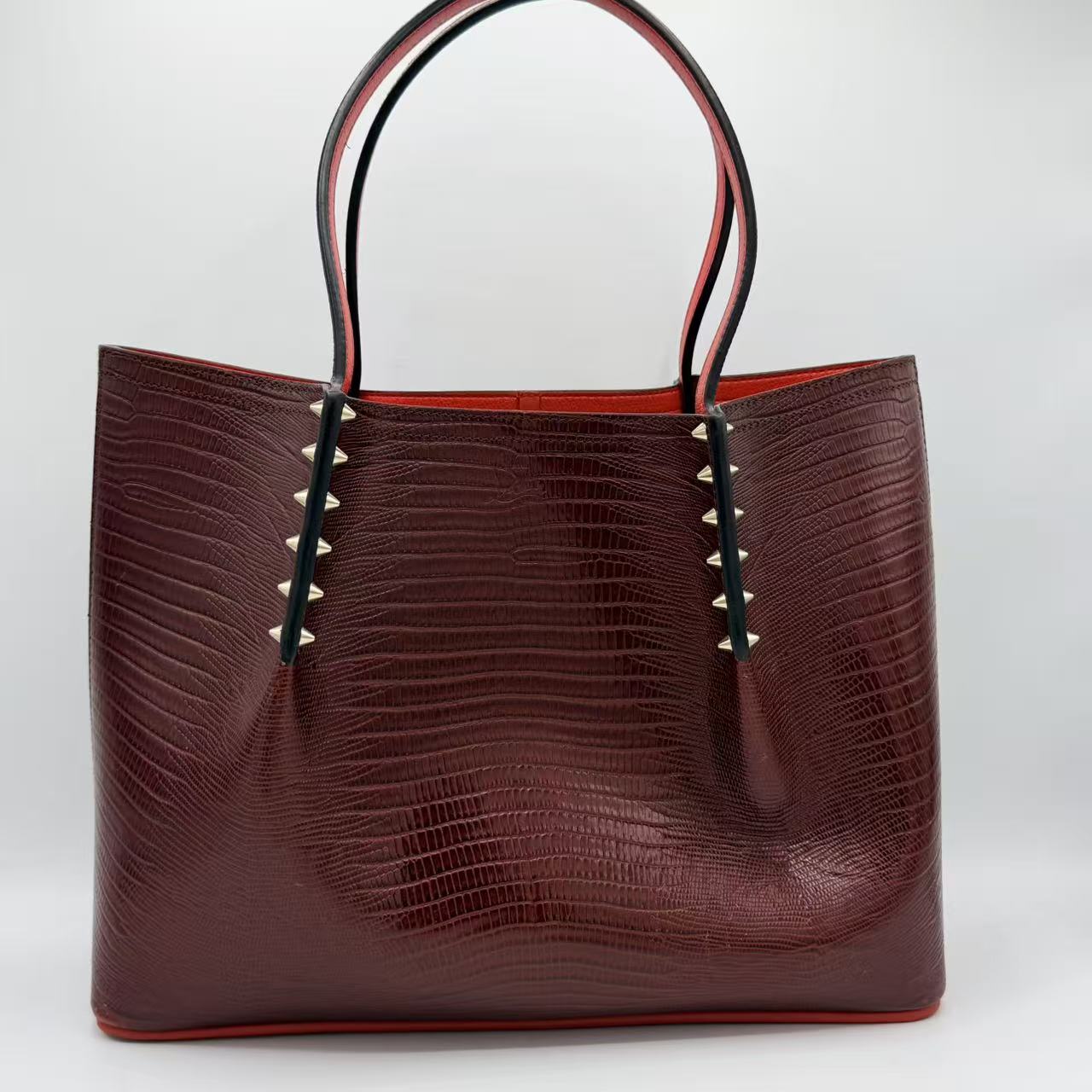Large Cabarock Croc Embossed Leather Tote Brown