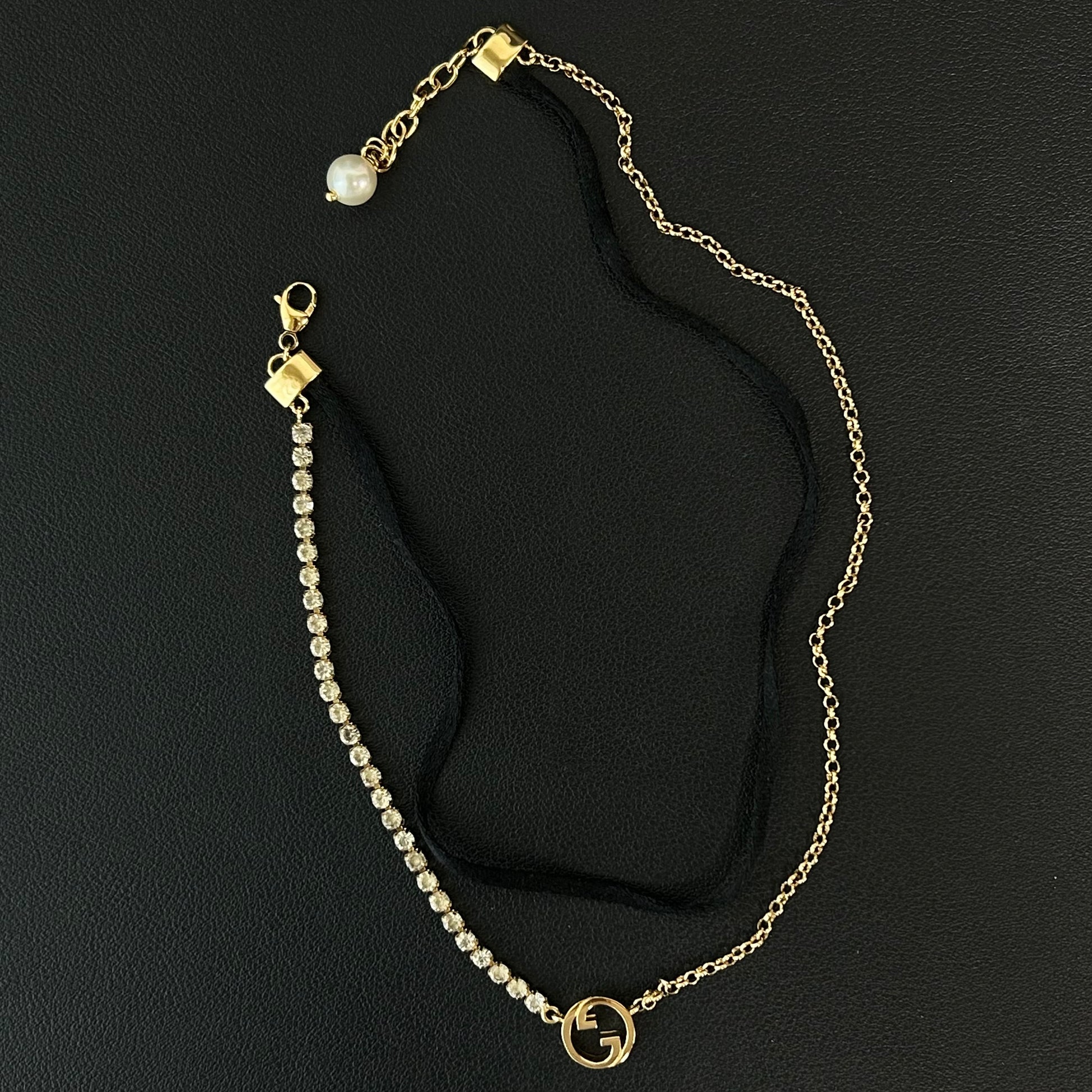 Gucci Blondie Crystal And Silk Choker twins LDZ469
