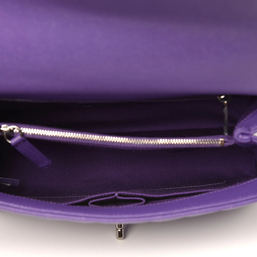 Chanel Caviar Chevron Quilted Small Coco Handle Flap Purple twins LDJ3764