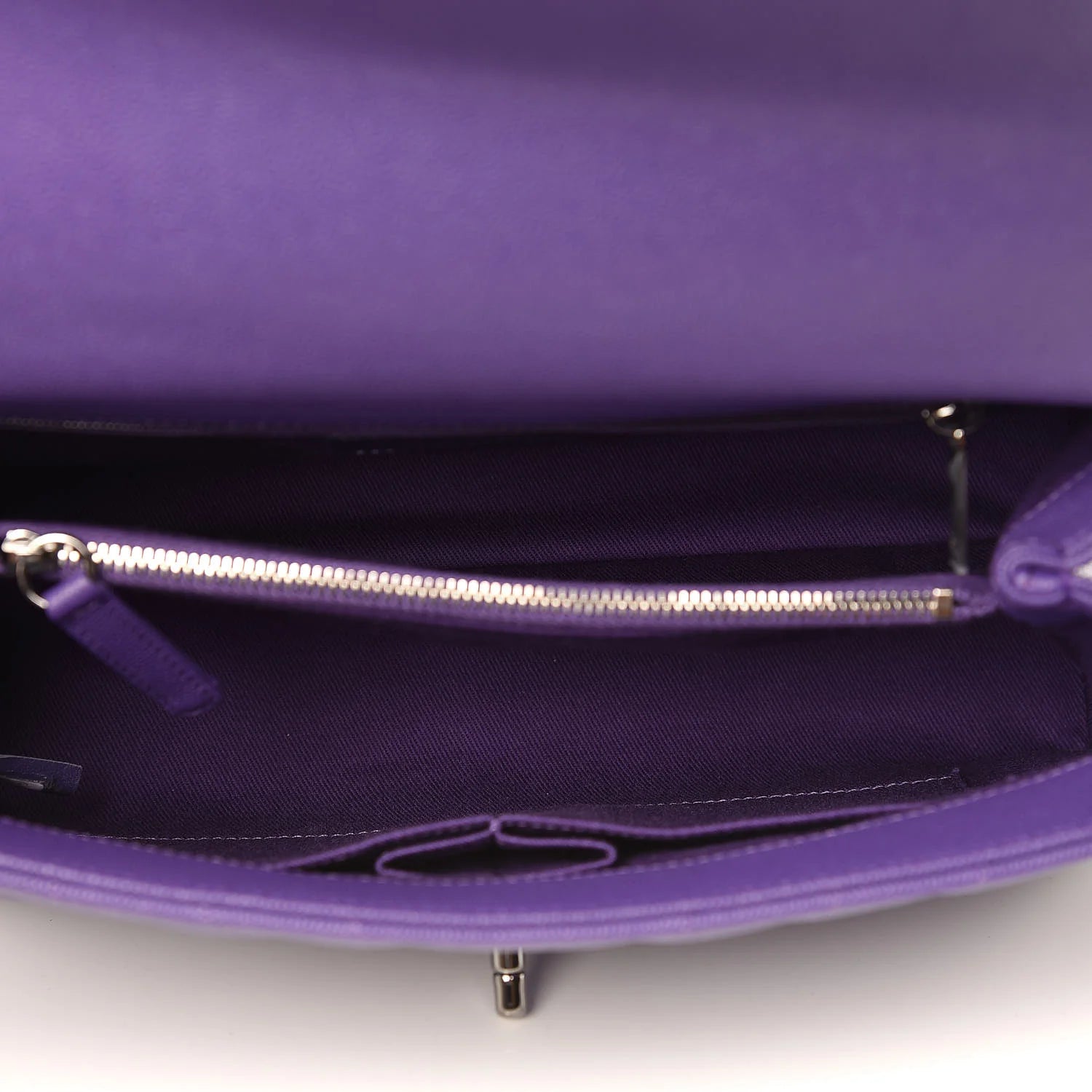 Chanel Caviar Chevron Quilted Small Coco Handle Flap Purple twins LDJ3764