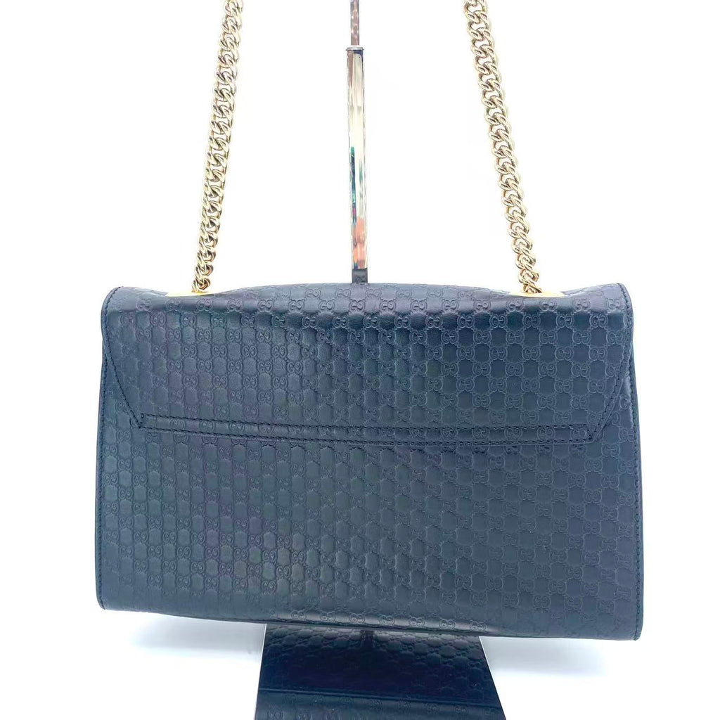 Microguccissima Medium Emily Chain Shoulder Bag Black