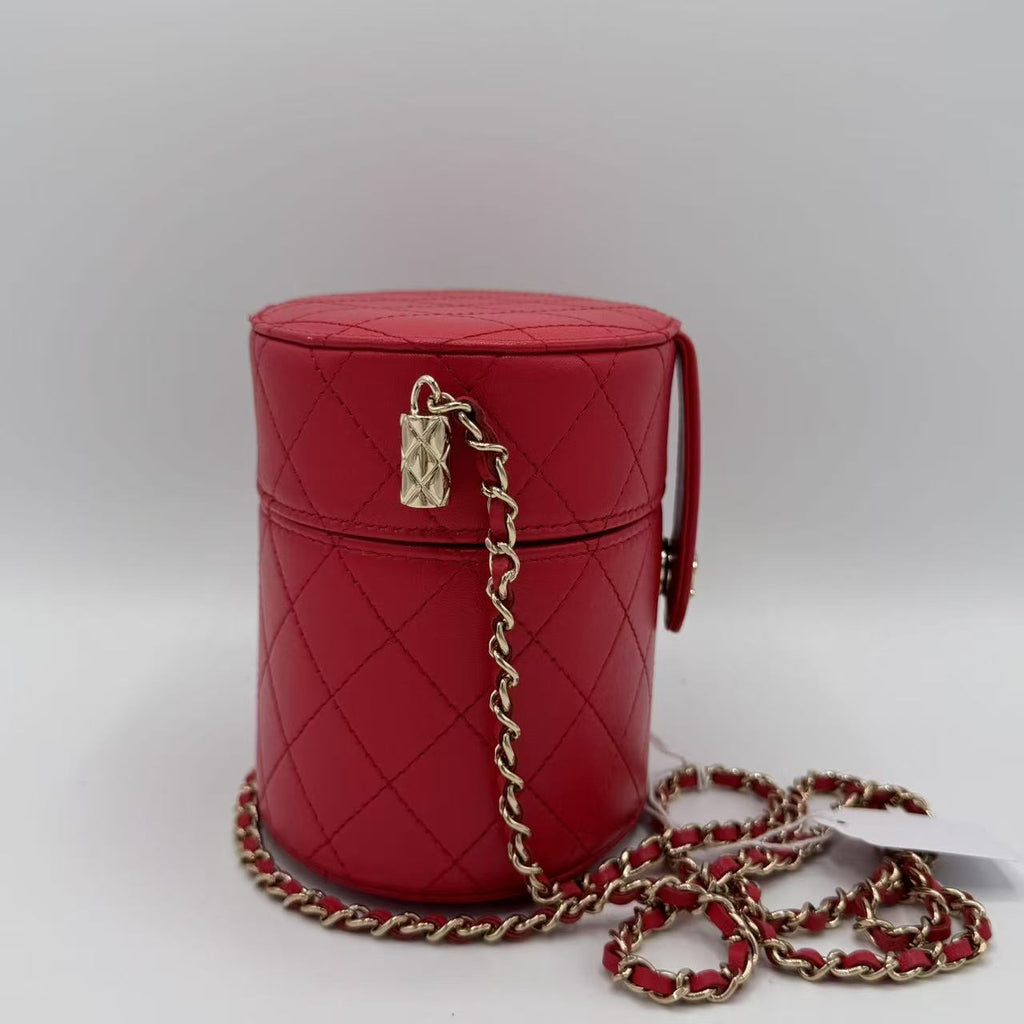 Chanel Quilted Small Round Vanity With Chain