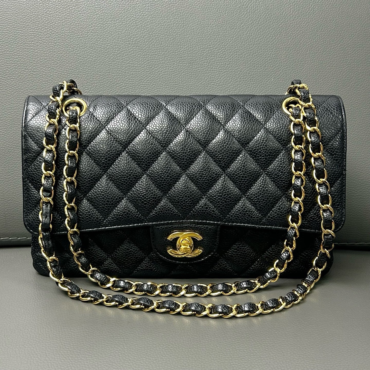 Chanel Classic Double Flap Bag Quilted Caviar Medium twins LDJ3201