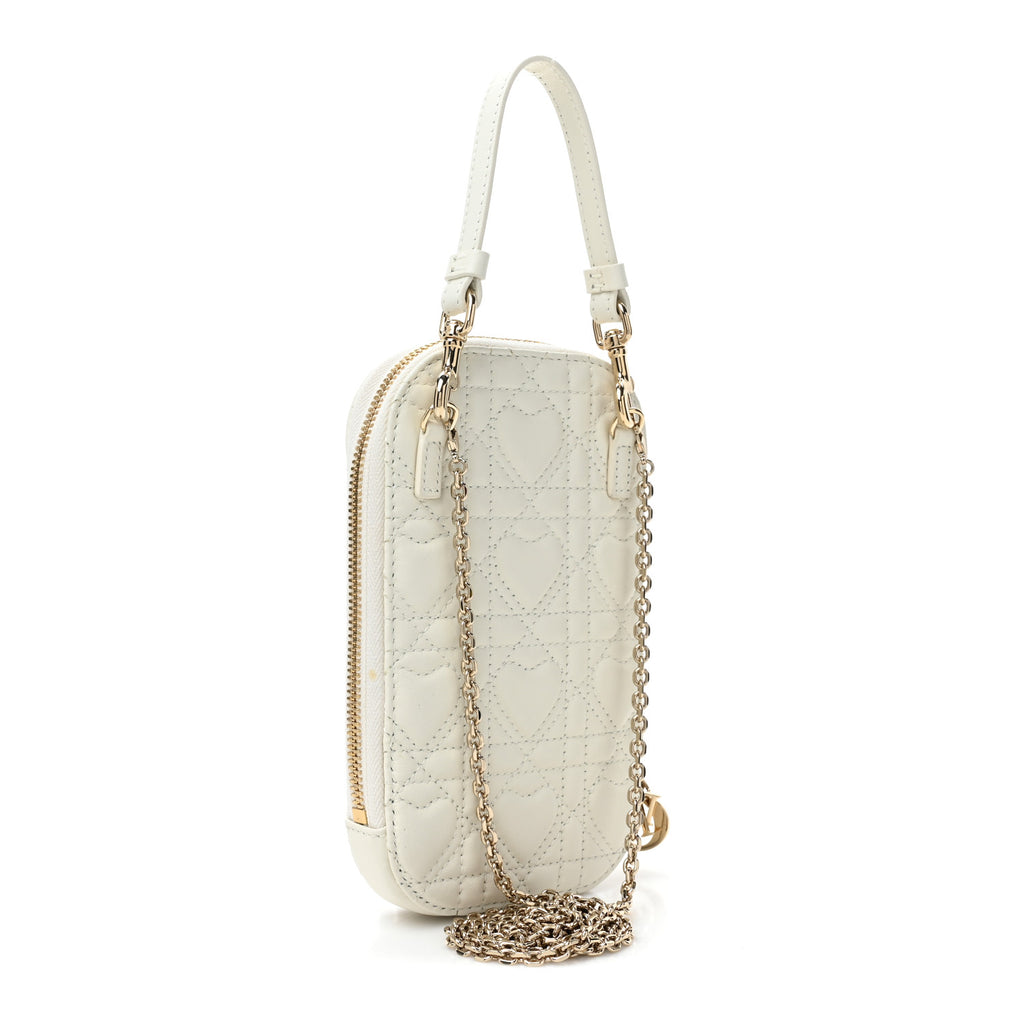 Lambskin Cannage Dioramour Lady Dior Phone Holder Latte twins
