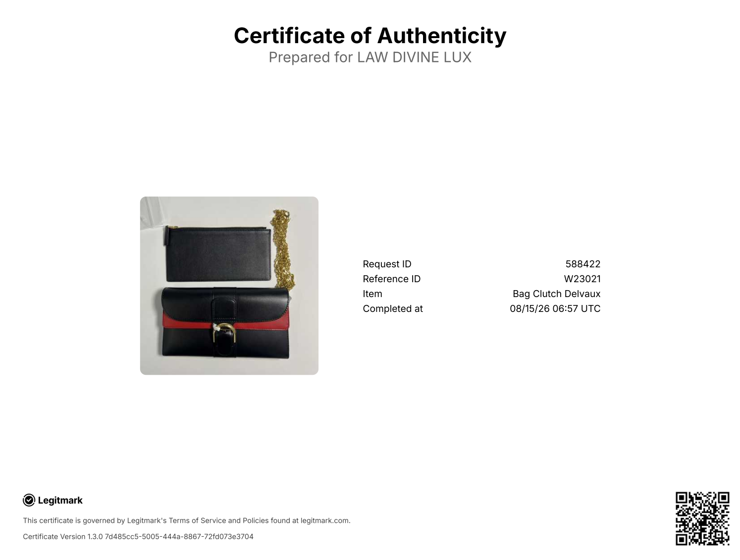 Delvaux Black/Lipstick Box Calf Brillant Chain Long Wallet Twins W23021