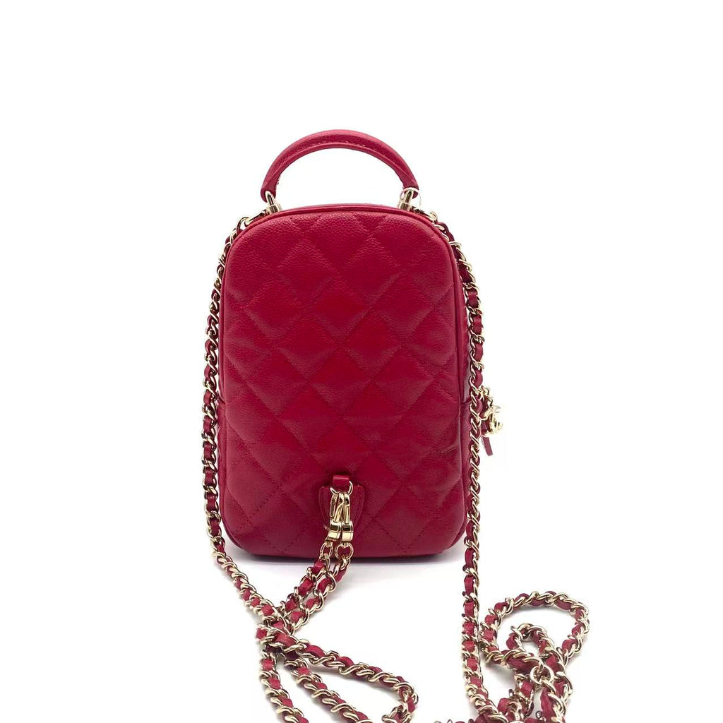 Classic CC Chain Pocket Backpack Quilted Caviar Mini