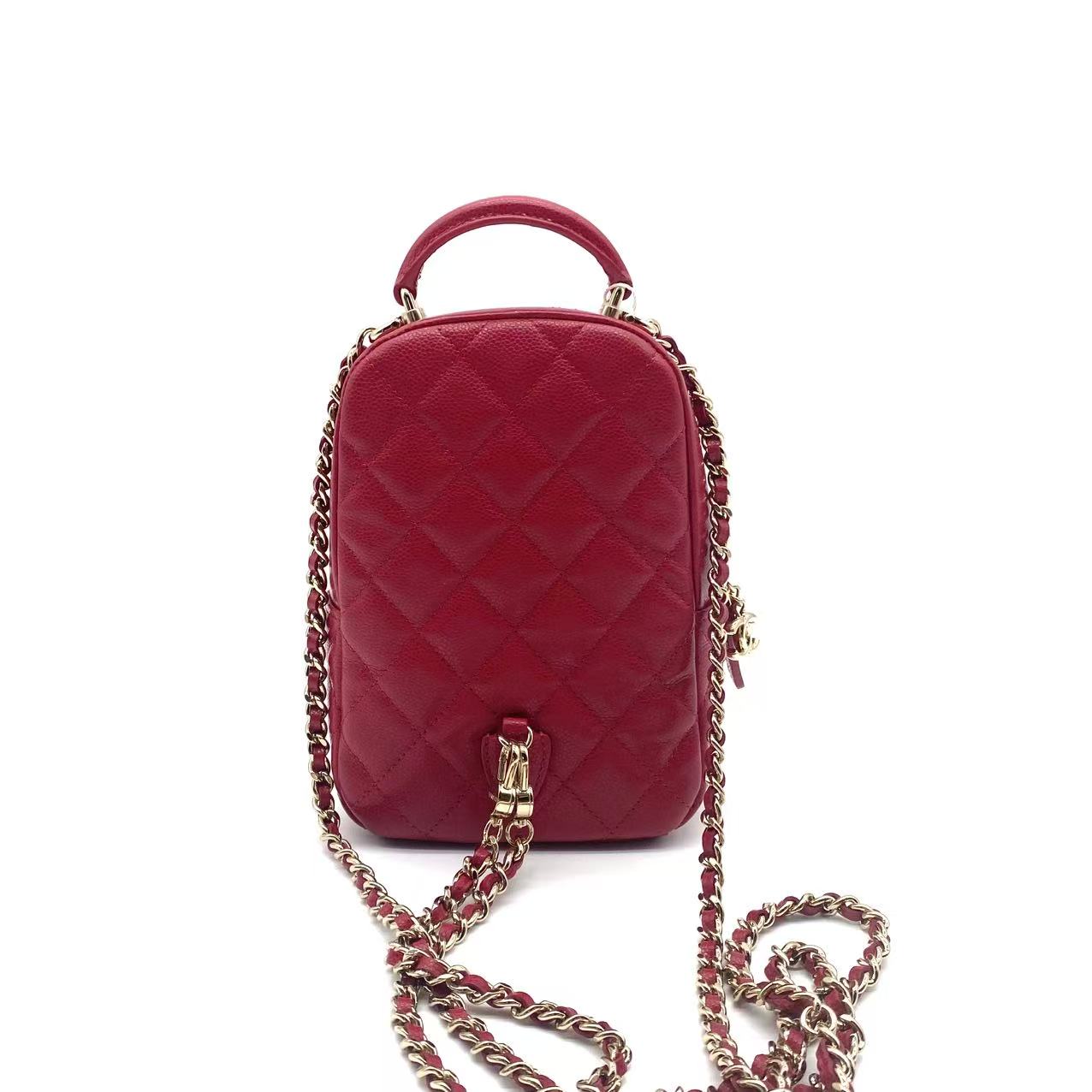 Classic CC Chain Pocket Backpack Quilted Caviar Mini