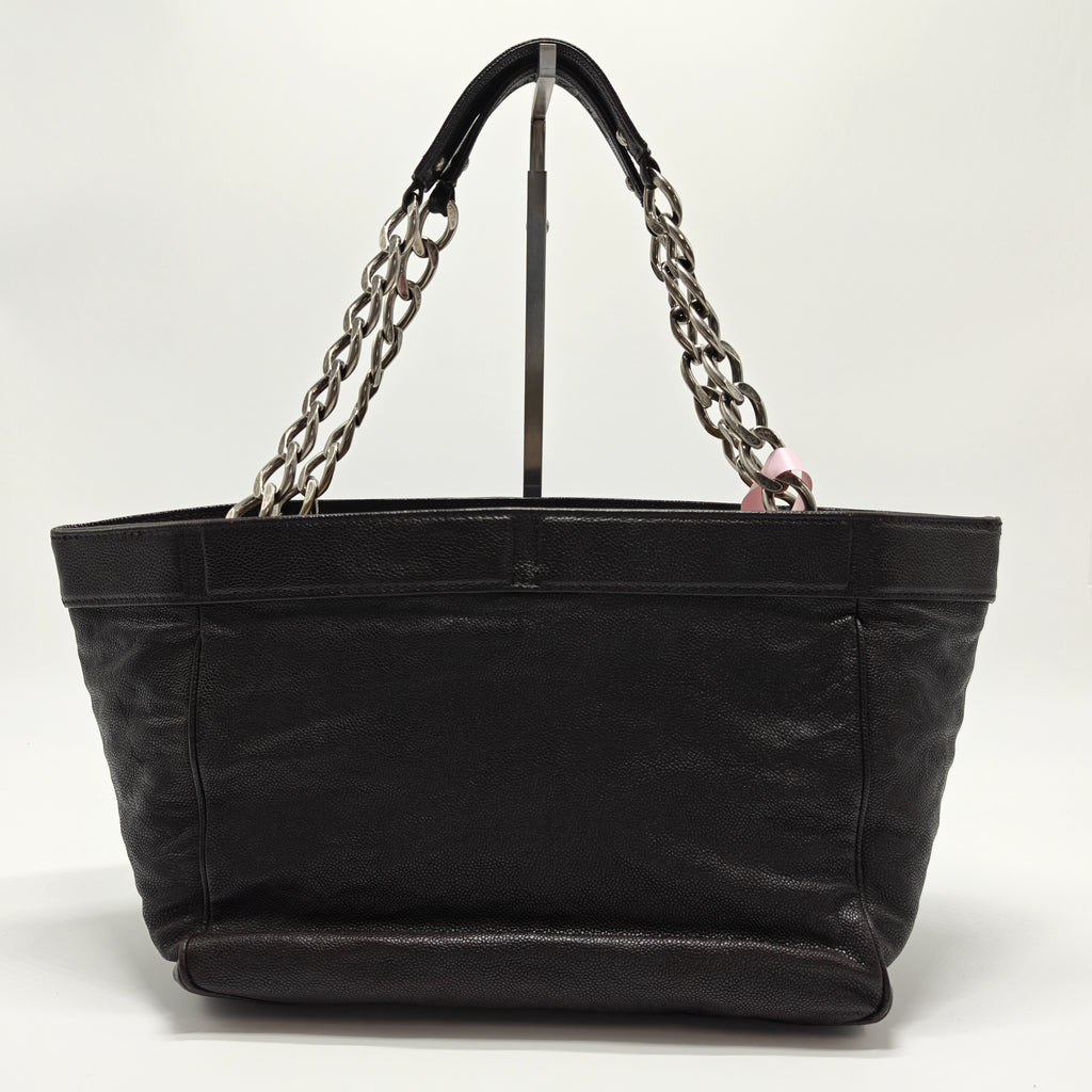 COCO Mark Chain Tote Bag Caviar Skin Black CC twins