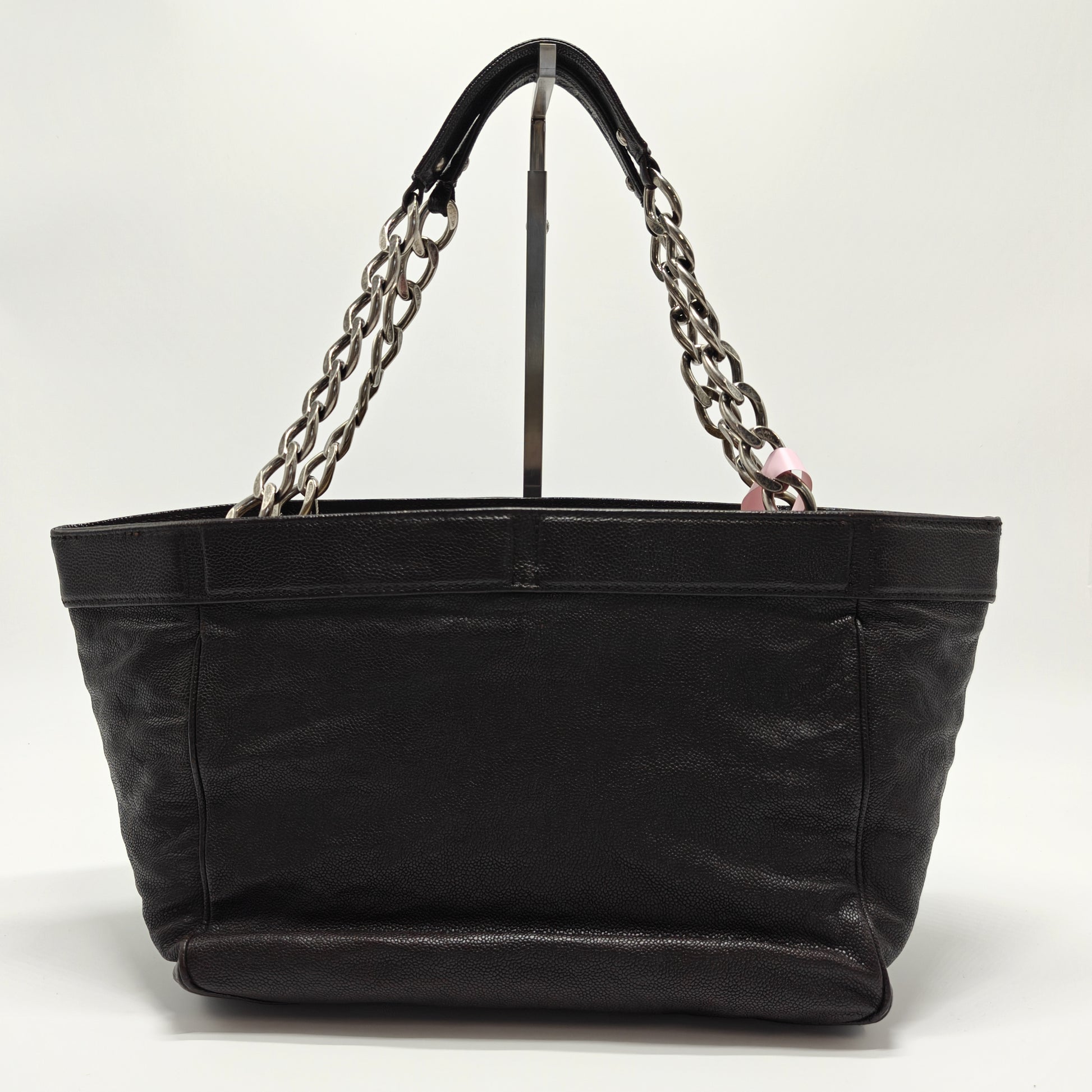 COCO Mark Chain Tote Bag Caviar Skin Black CC twins