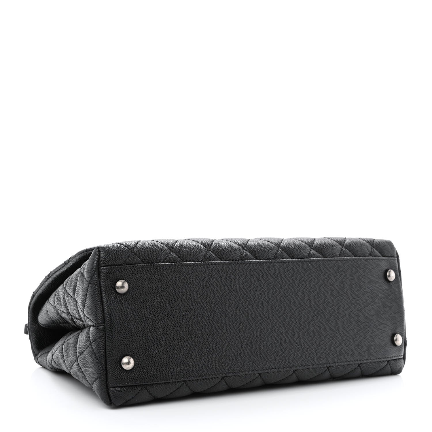 Caviar Lizard Quilted Medium Coco Handle Flap Black Burgundy Twins