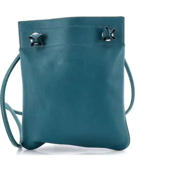Hermes Milo Lambskin Swift Mini Aline Rouge H Teal Blue  LDJ4321