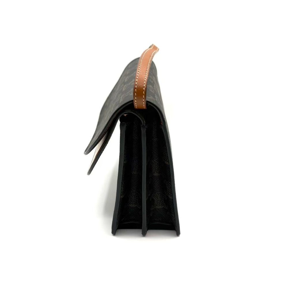 Triomphe Canvas Lambskin Wallet On Strap Tan