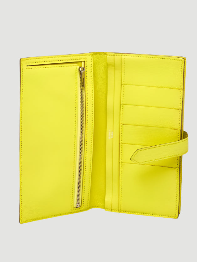 Chevre Mysore Bearn Gusset Wallet Lime - twins