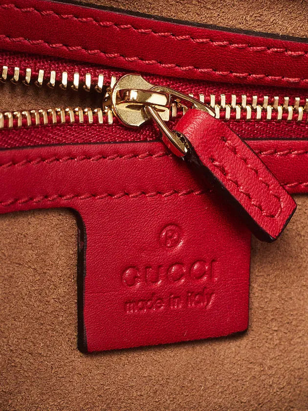 GG Supreme Monogram Calfskin Medium Padlock Top Handle Bag Beige Hibiscus Red New Rosette - twins