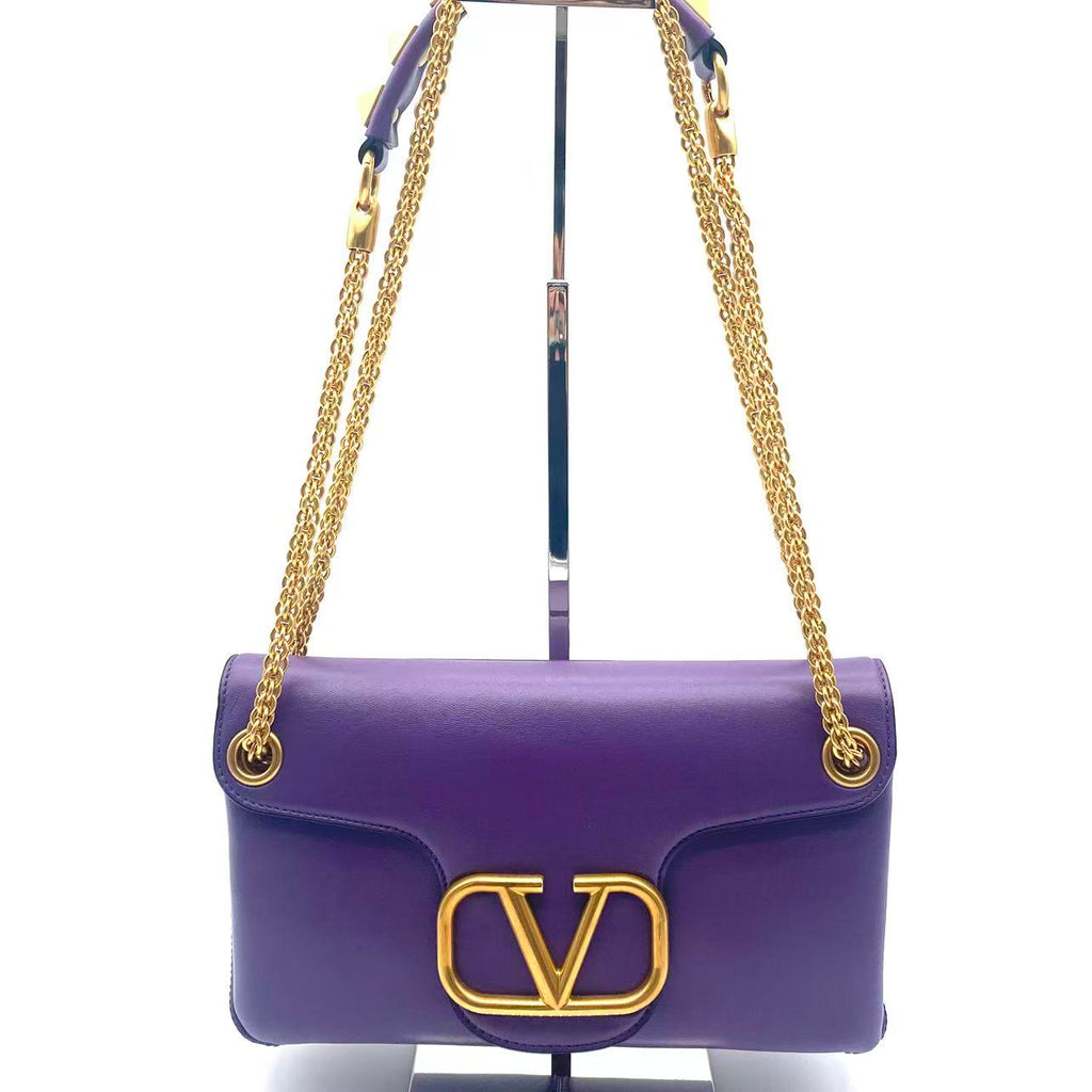 Stud Sign VLOGO Nappa Leather Suede Purple Bag