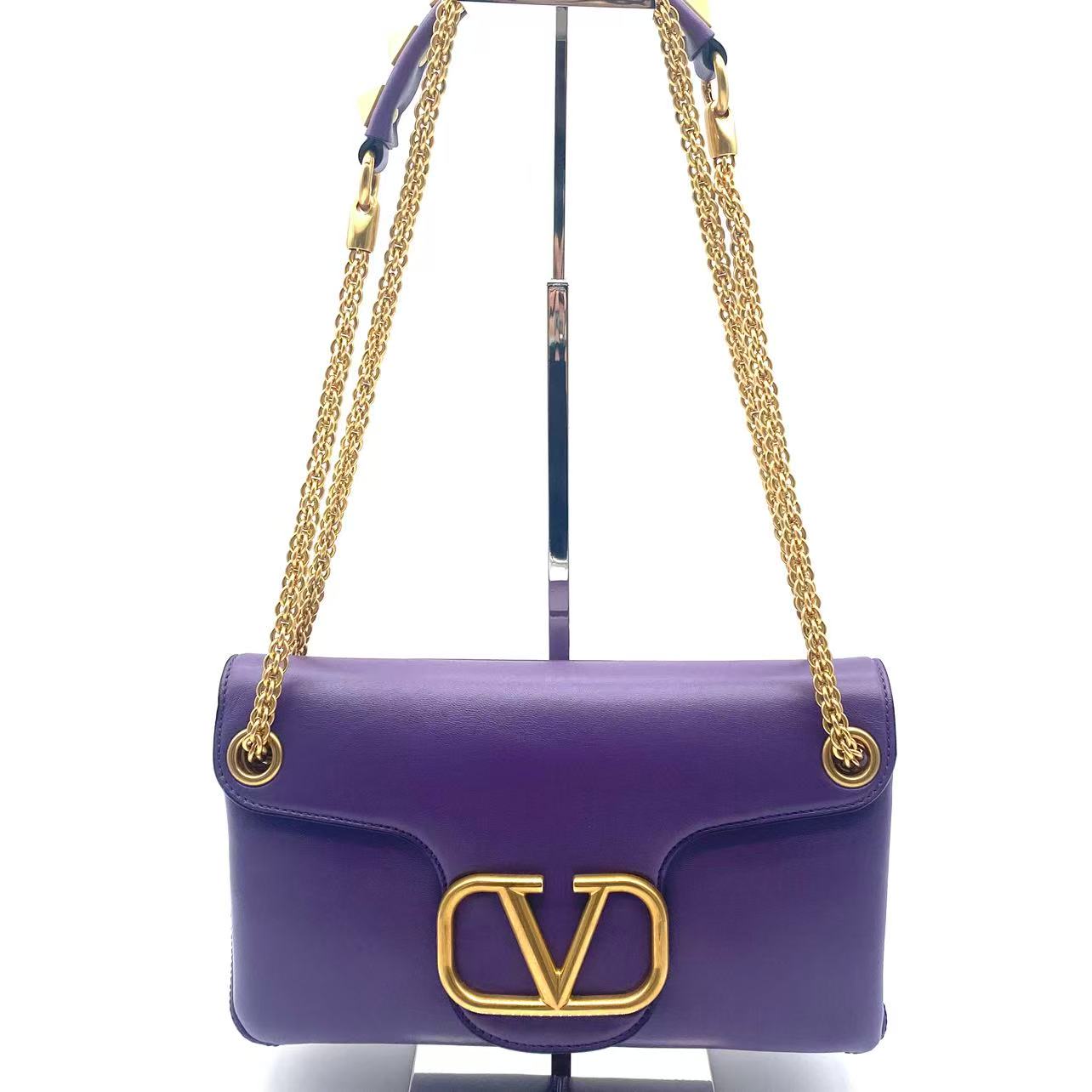 Stud Sign VLOGO Nappa Leather Suede Purple Bag