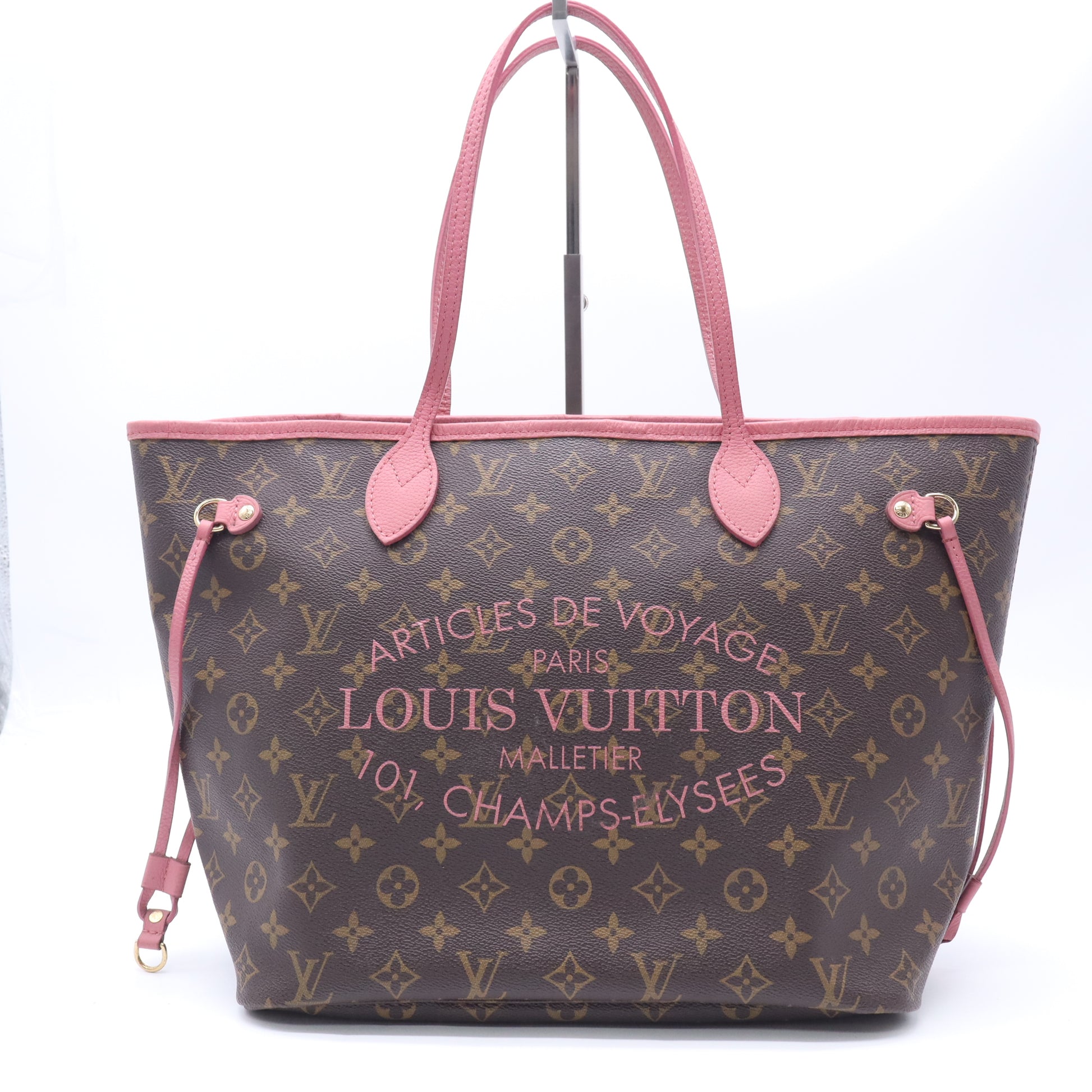 Louis Vuitton Monogram Articles de Voyage Ikat Neverfull MM Rose Velours twins B23974