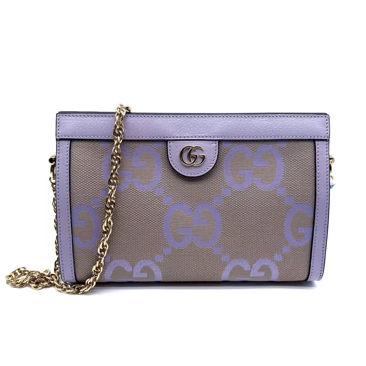 Monogram Jumbo GG Small Ophidia Chain Shoulder Bag Beige LDC-0258