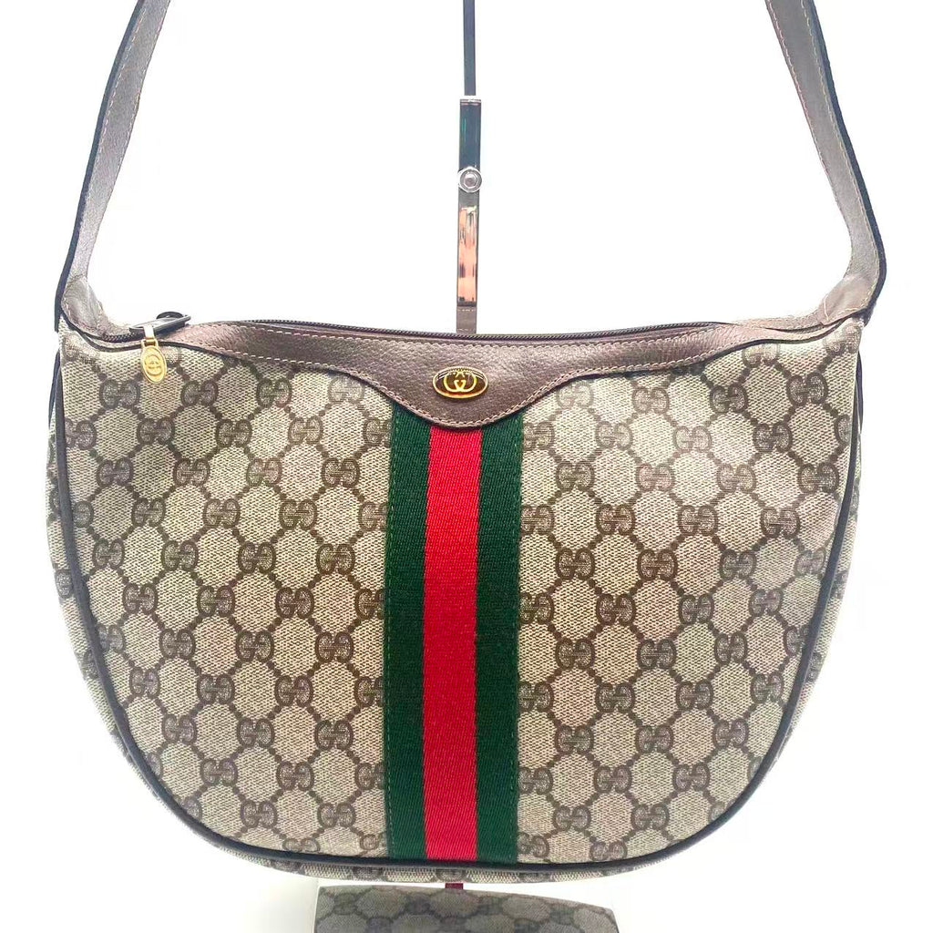 Monogram Web Small Ophidia Half Moon Hobo Brown