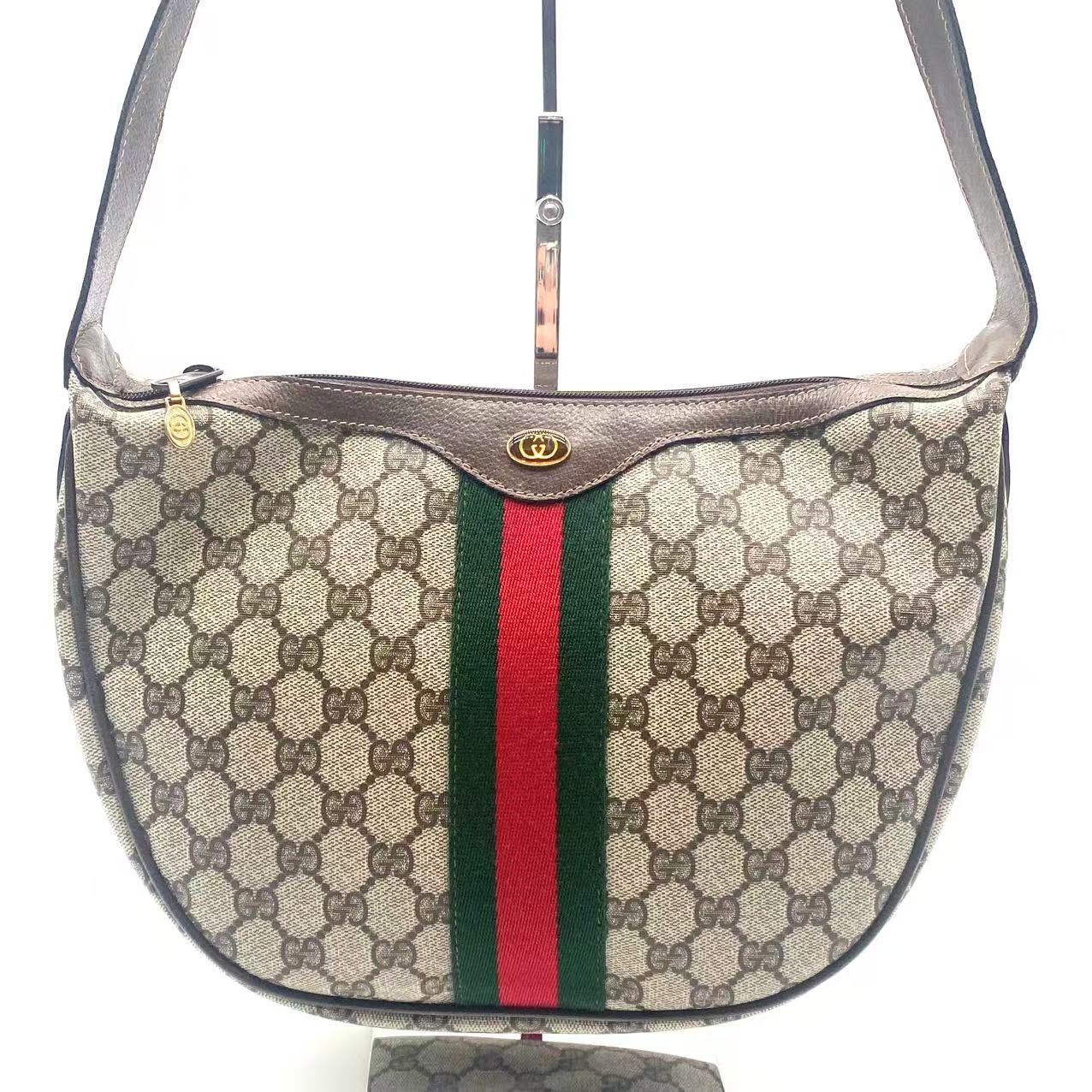 Monogram Web Small Ophidia Half Moon Hobo Brown