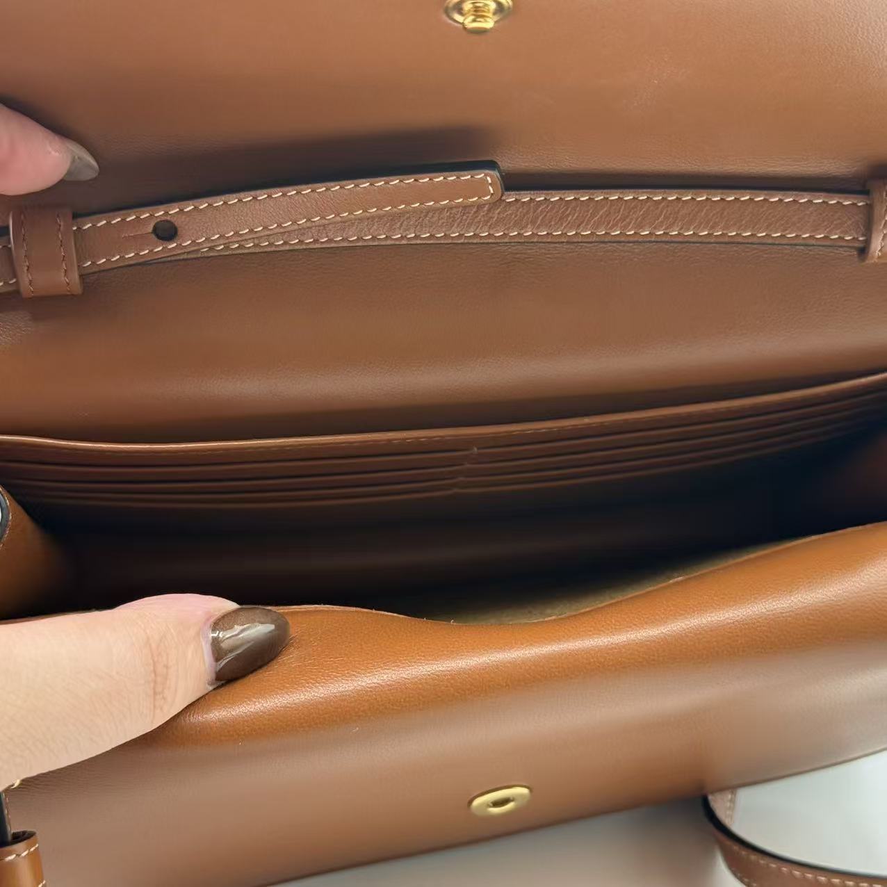 Triomphe Canvas Lambskin Wallet On Strap Tan