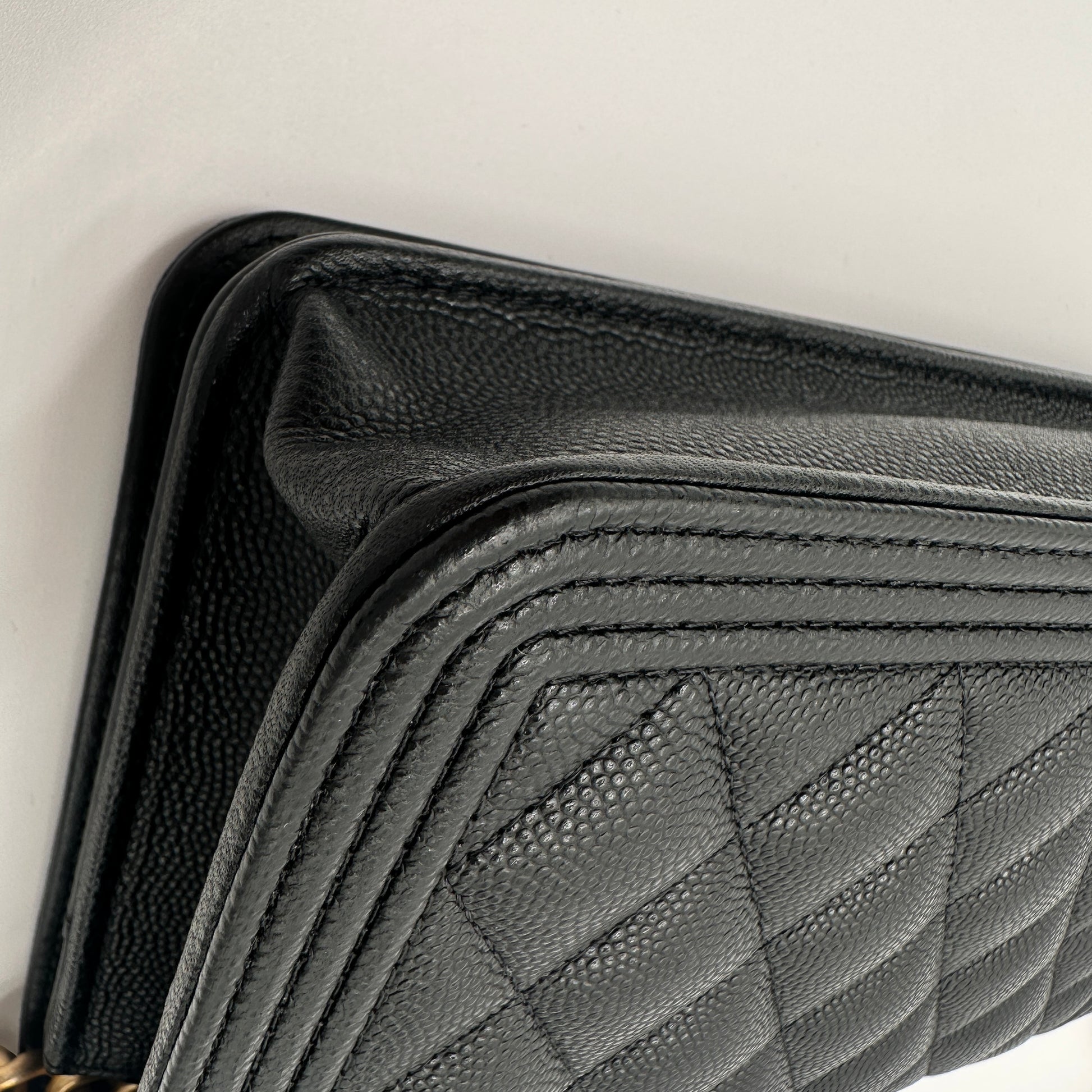 Boy Wallet on Chain Quilted Caviar