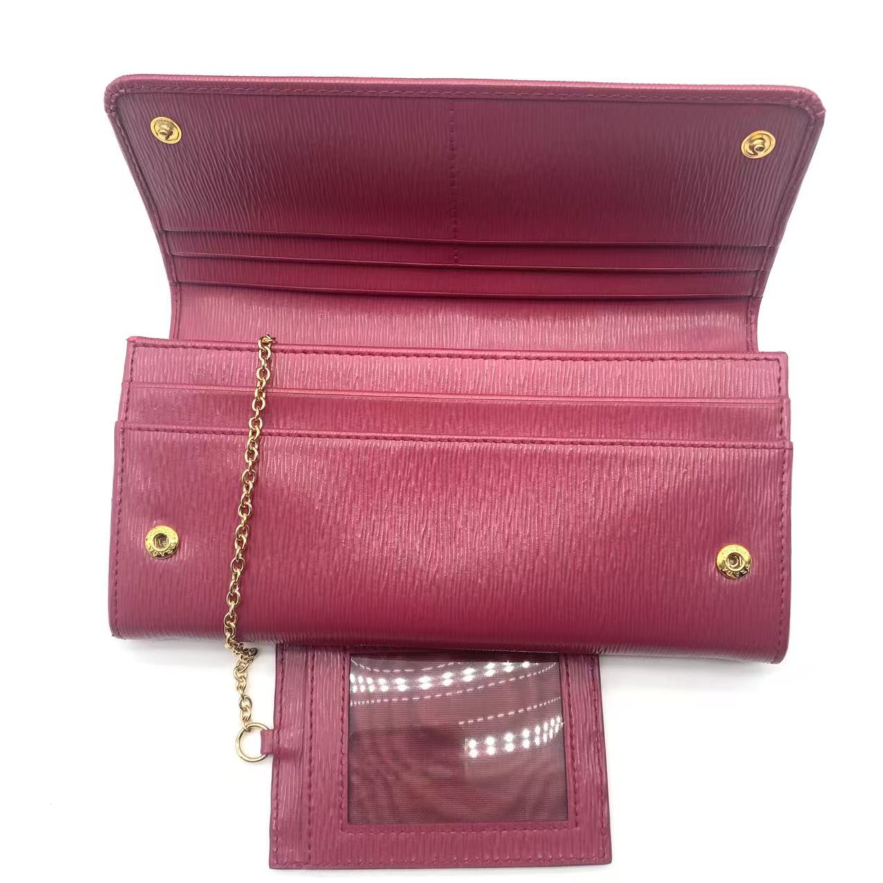 Fold Wallet Saffiano Leather Pink