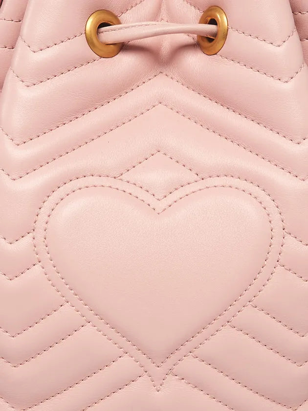 Calfskin Matelasse Sylvie Web GG Marmont Bucket Bag Perfect Pink twins