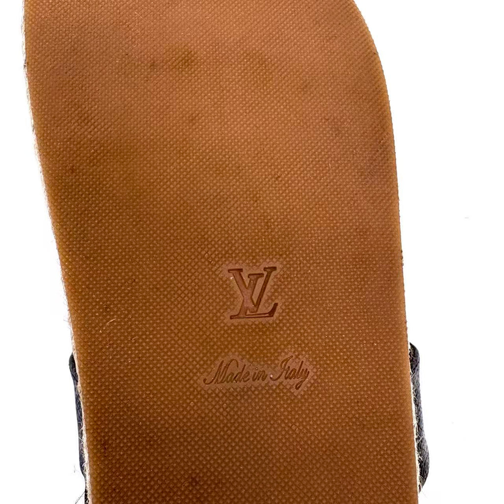 Gold Monogram Espadrille Flat Sandals
