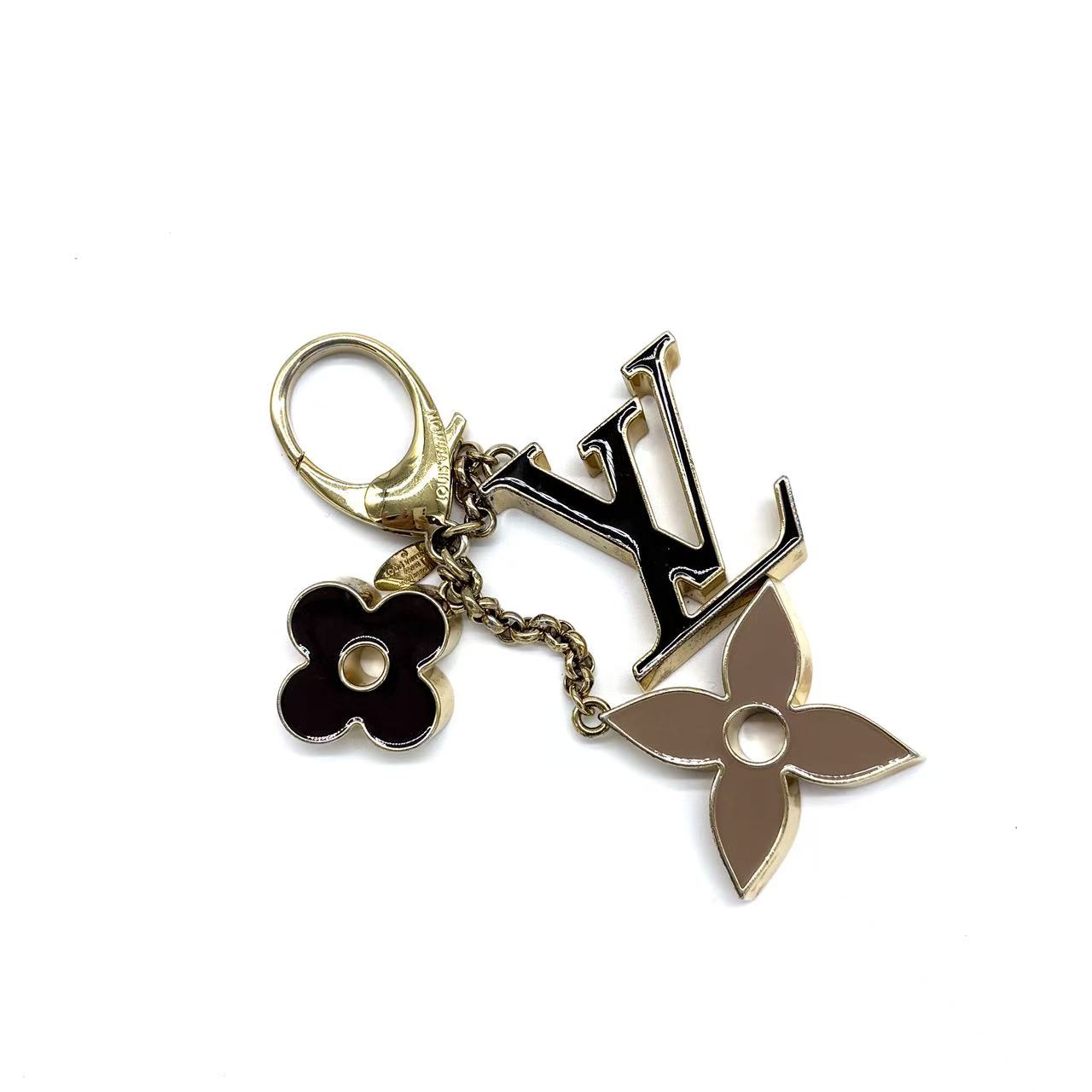 Gold Tone Fleur de Monogram Bag Charm