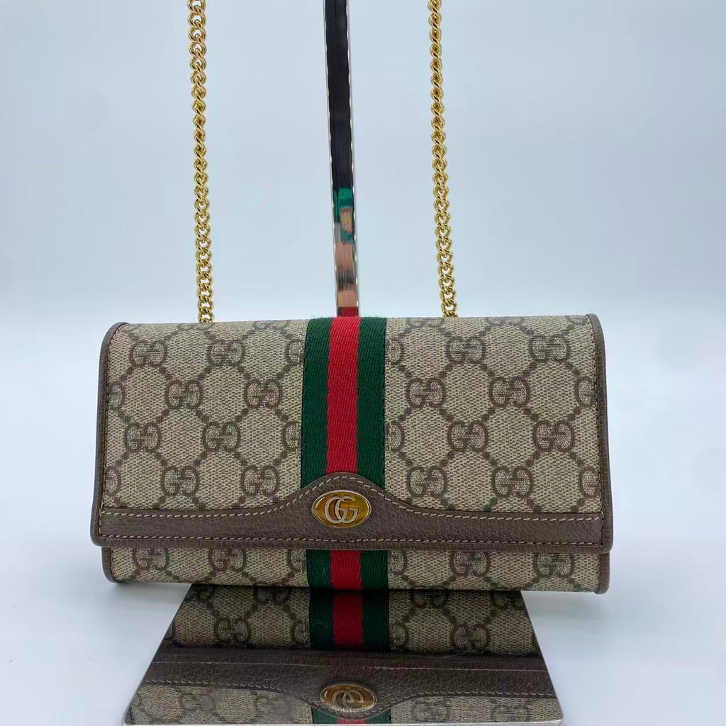 Ophidia Chain Wallet GG Coated Canvas