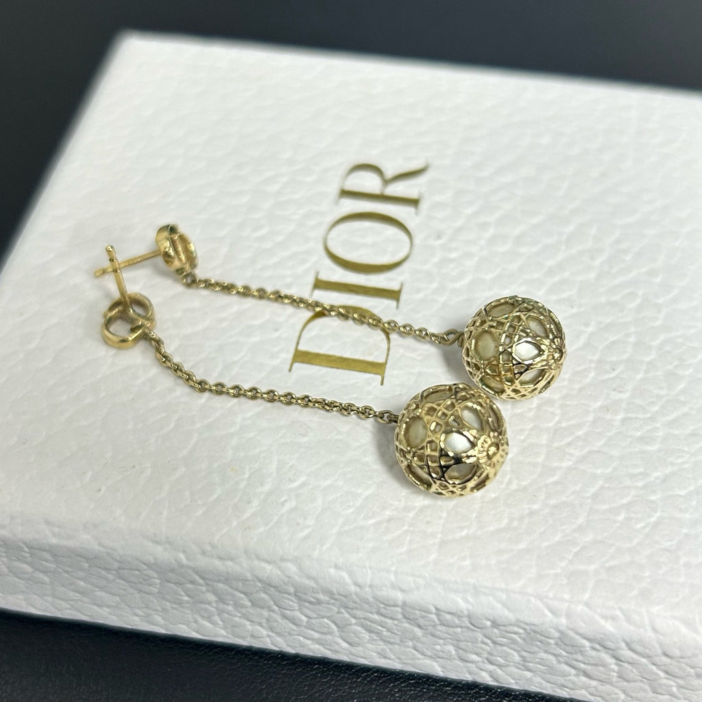 Secret Cannage Mise En Dior Tribales Dangle Earrings Metal and Faux Pearl Twins LDJ3992