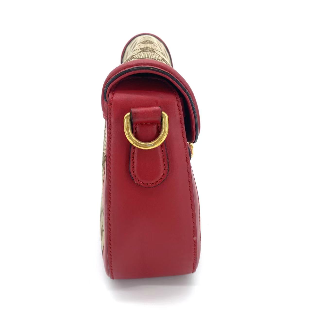 Monogram Ruinart Calfskin Medium Lady Web Shoulder Bag Beige Ebony Hibiscus Red