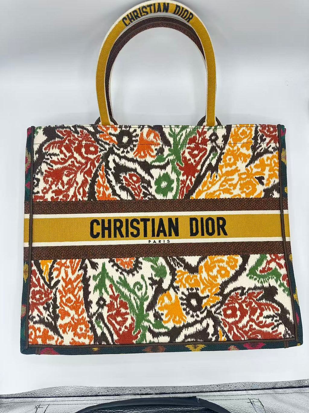 Large Embroidered Canvas Paisley Book tote bag