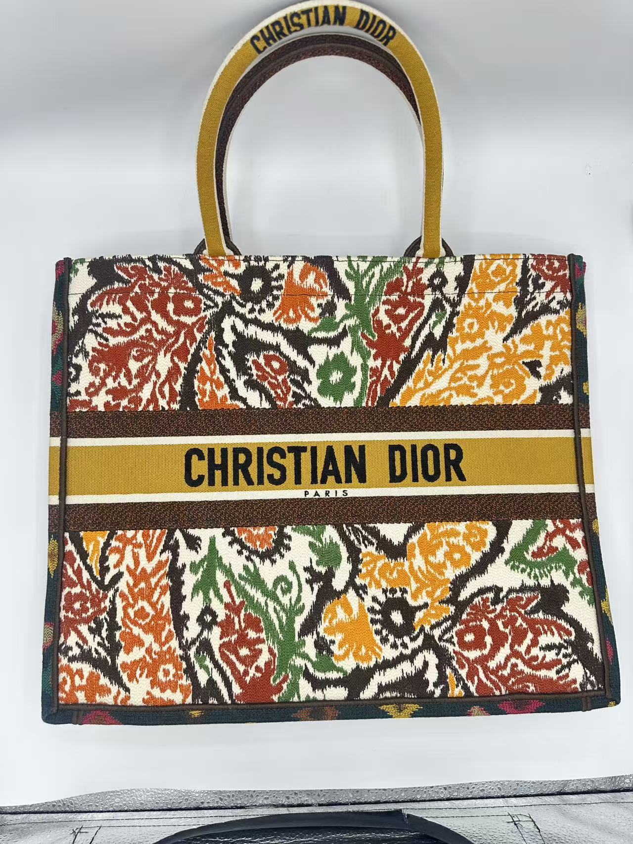 Large Embroidered Canvas Paisley Book tote bag