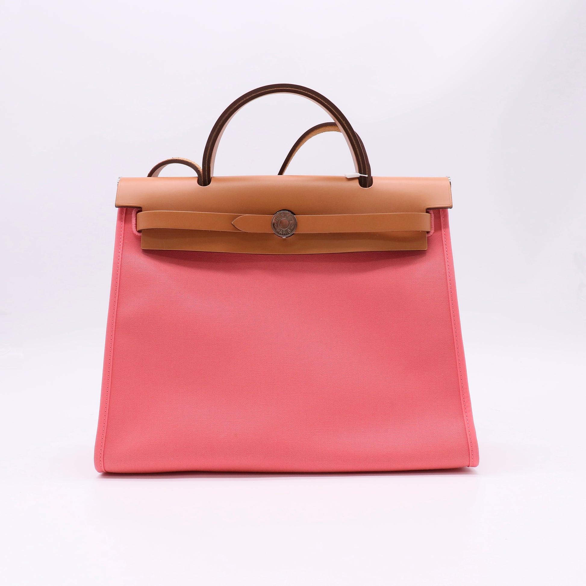 Hermes Vache Hunter Toile Herbag Zip 31 PM Rose Azalee Natural Twins LDJ5267