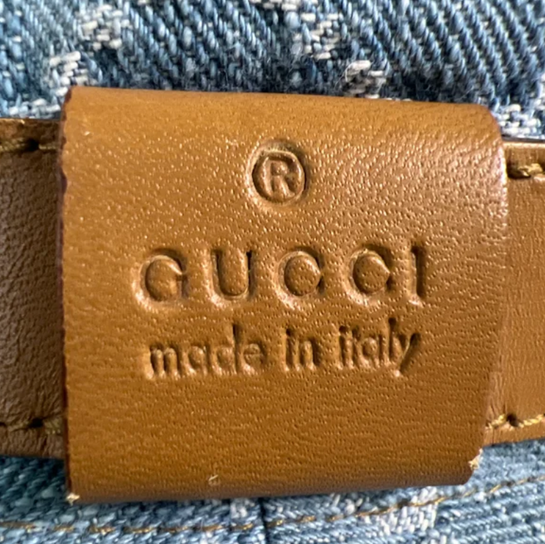 Gucci GG Monogram Denim Leather-Trim Bucket Hat W23172