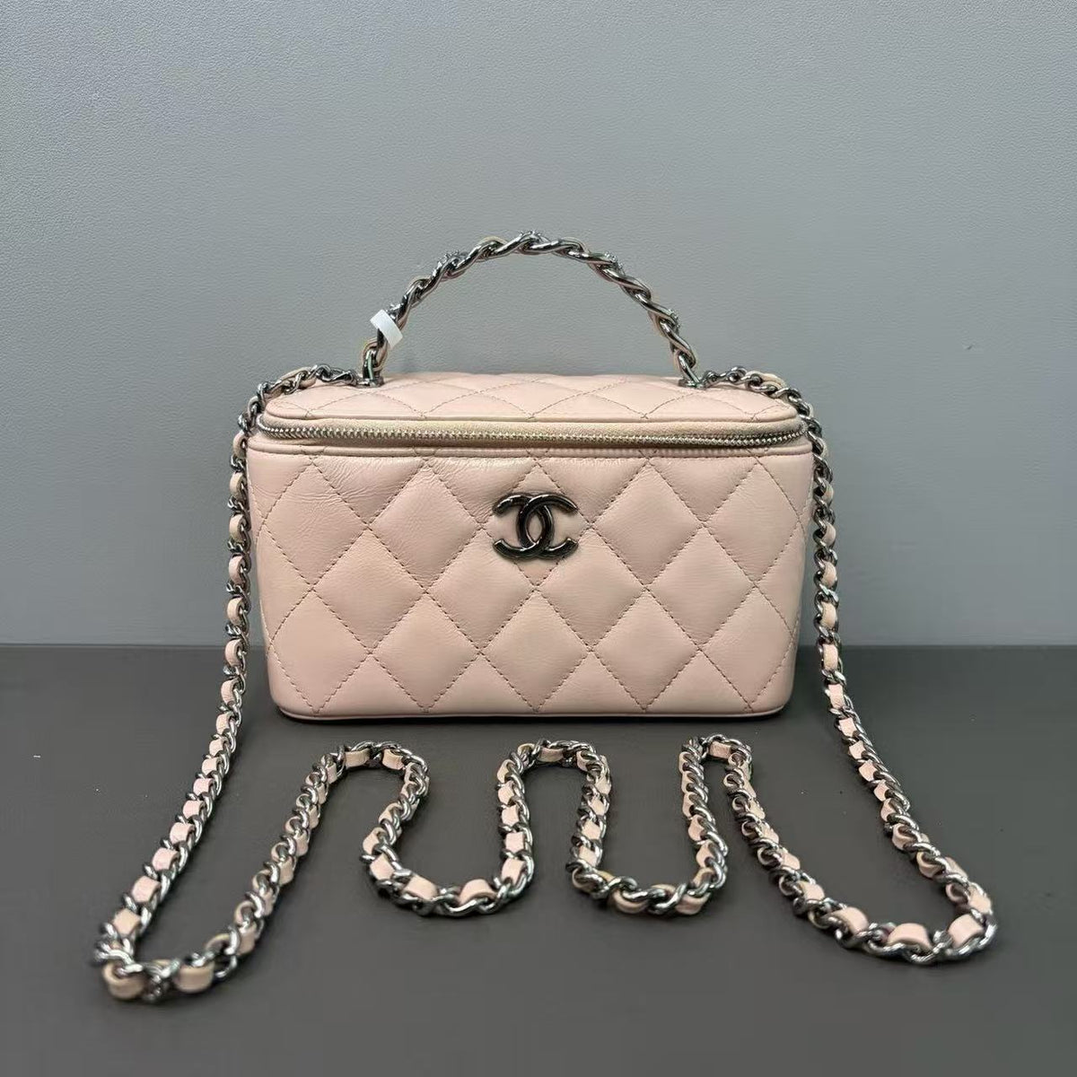 Chanel Lambskin Quilted Metal Enamel Flower Mini Top Handle Twins LDZ1677