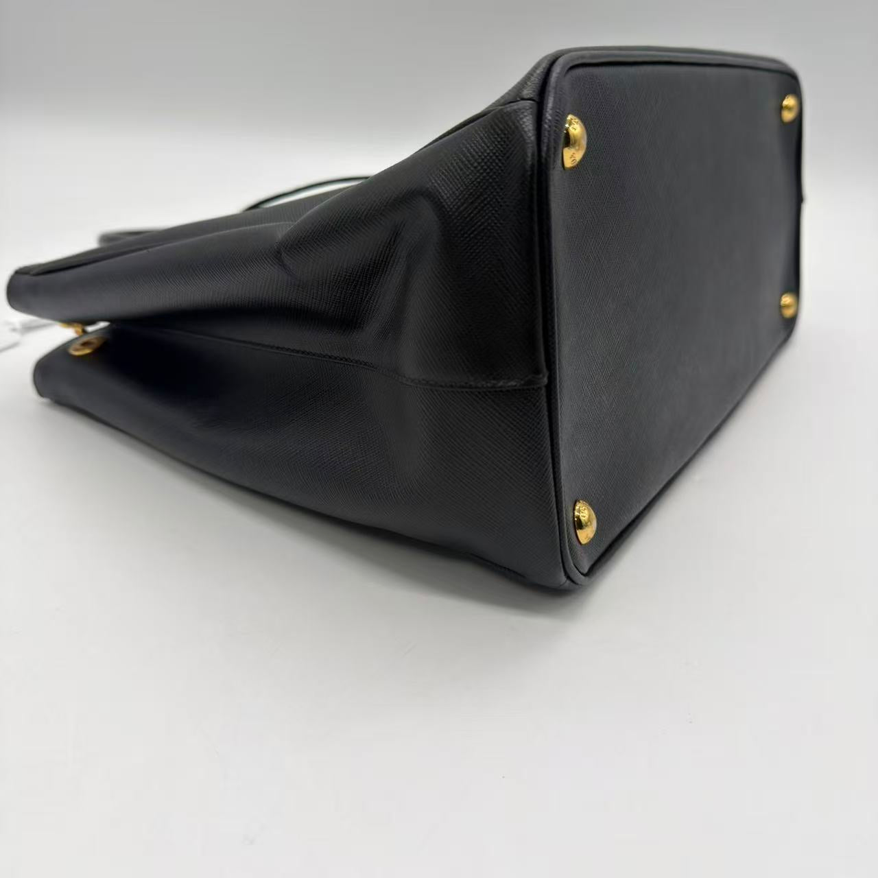  Black Leather Large Double Zip Tote