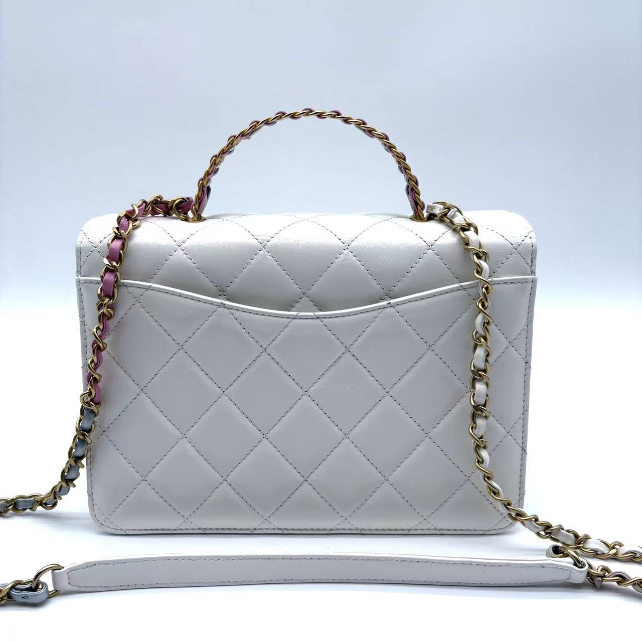 Top Handle Wallet on Chain Quilted Lambskin