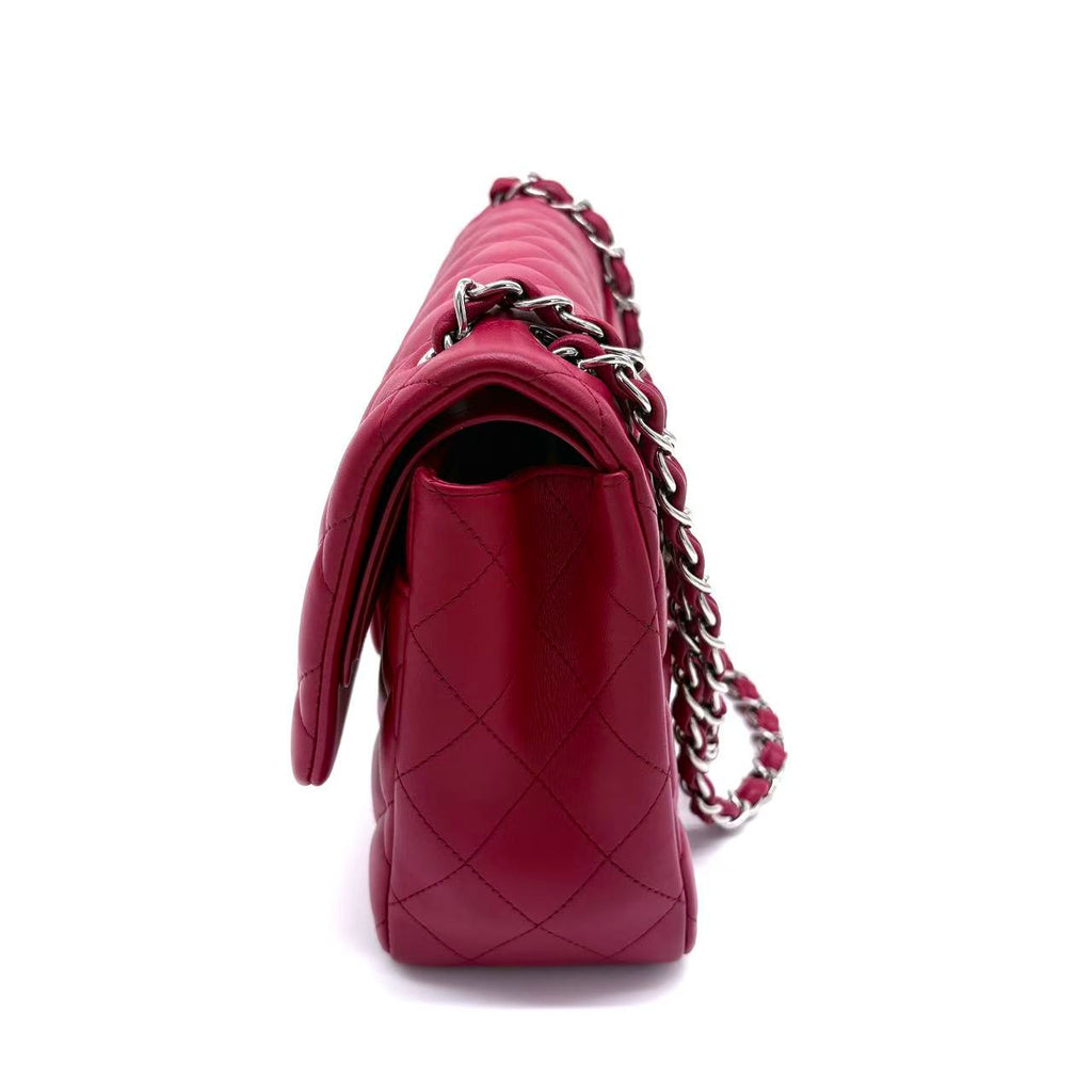 Caviar Quilted Jumbo Double Flap Dark Red