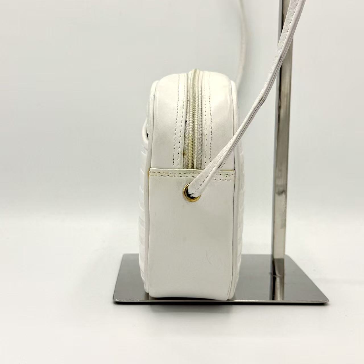 leather Clutch Bag White
