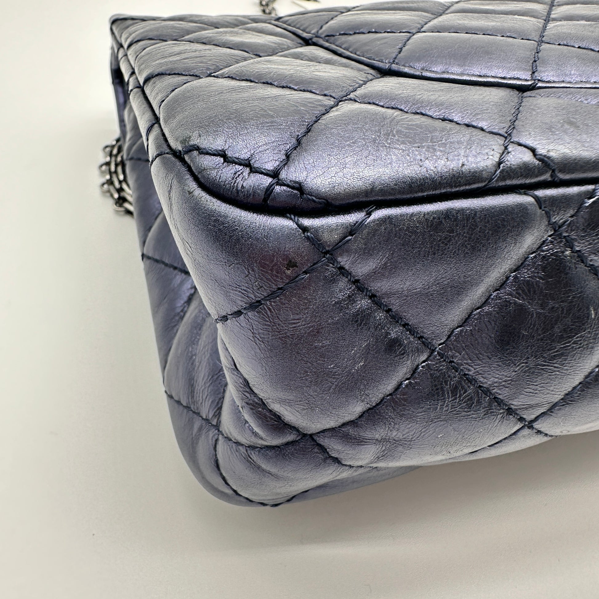 Reissue 2.55 Flap Bag Quilted Blue Metallic Aged Calfskin