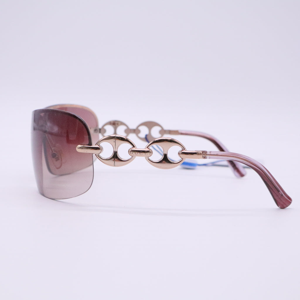 Metal Semi Rimless Marina Chain Sunglasses Havana Twins