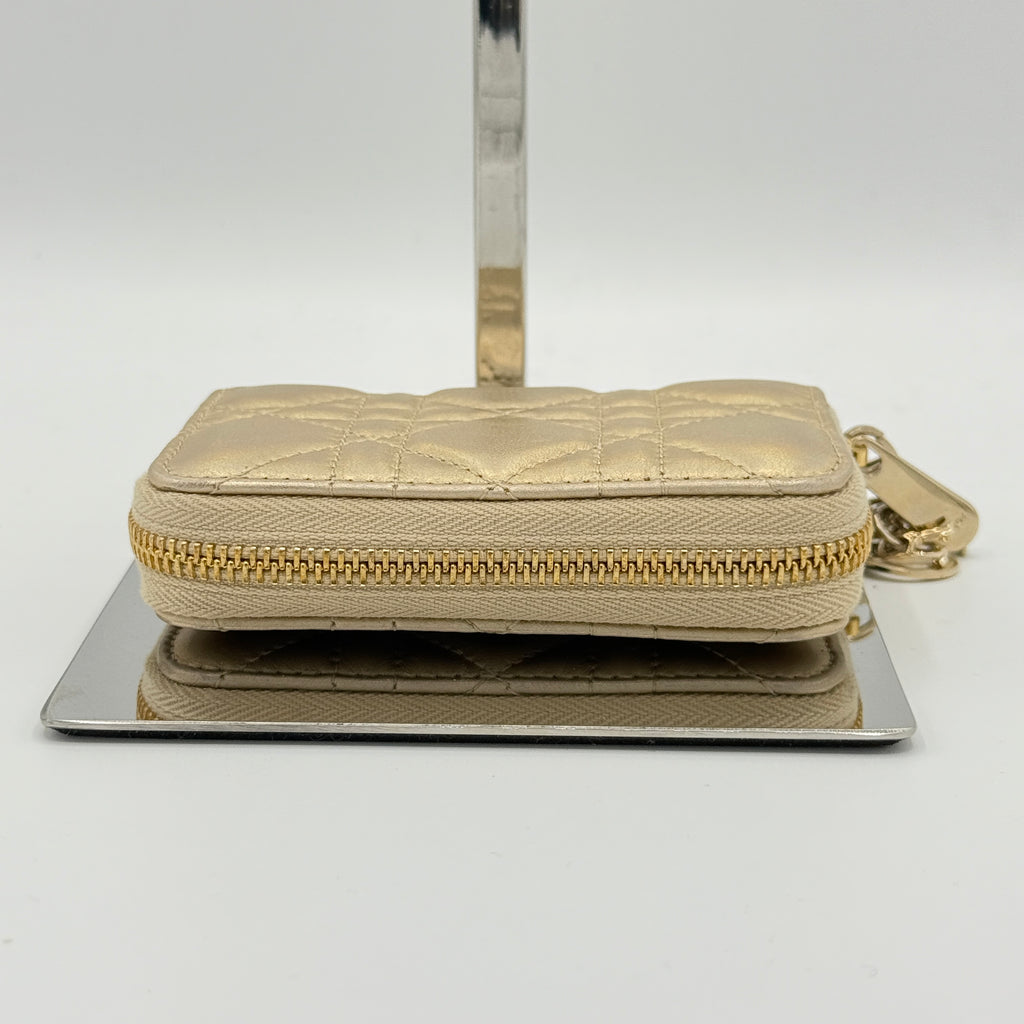 Small Lady Dior Voyageur Cannage Coin Purse