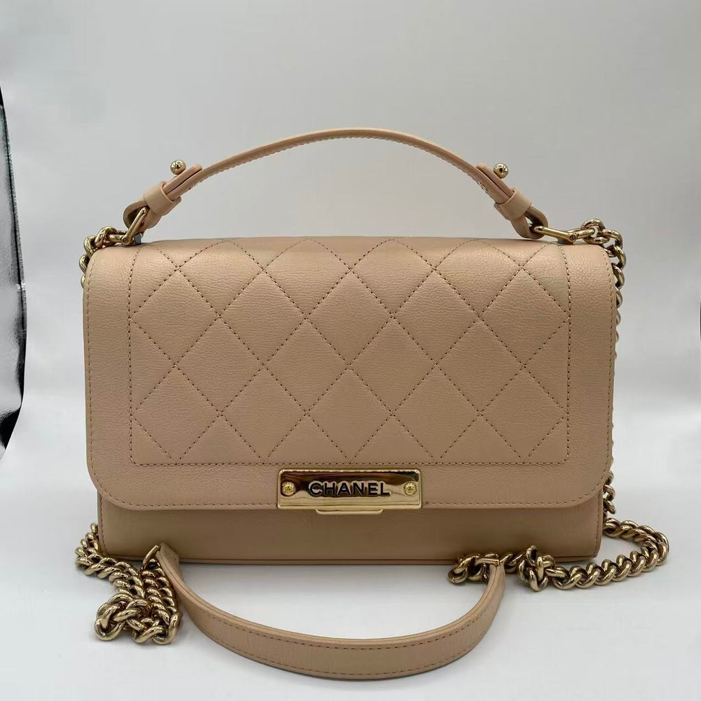 Label Click Flap Bag Quilted Calfskin Medium