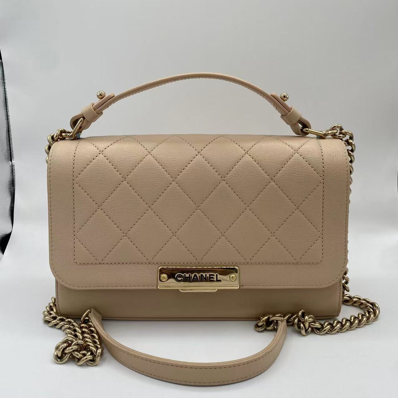 Label Click Flap Bag Quilted Calfskin Medium