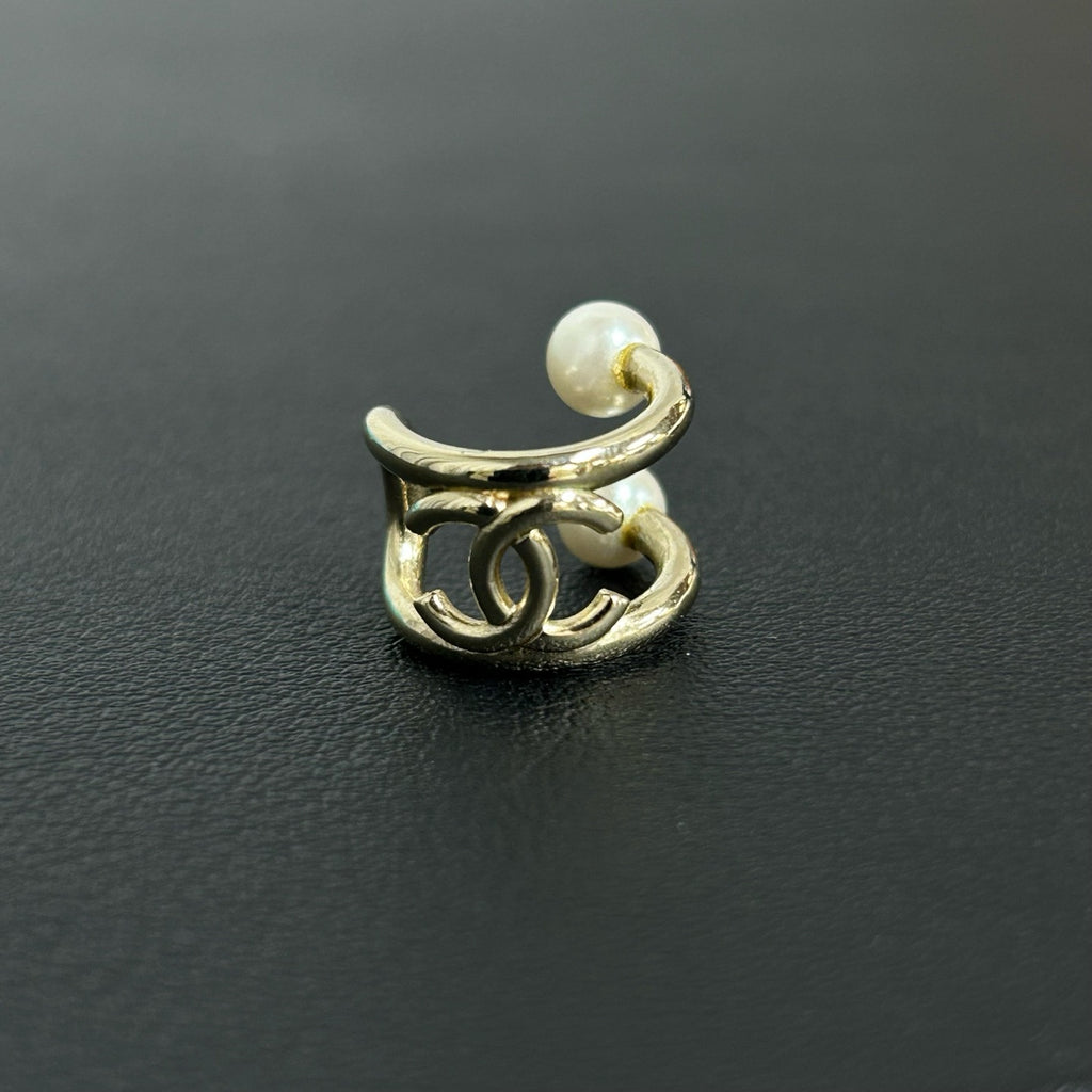 Chanel Single CC Ear Cuff Earring Earrings Metal with Faux Pearl Twins LDJ3753